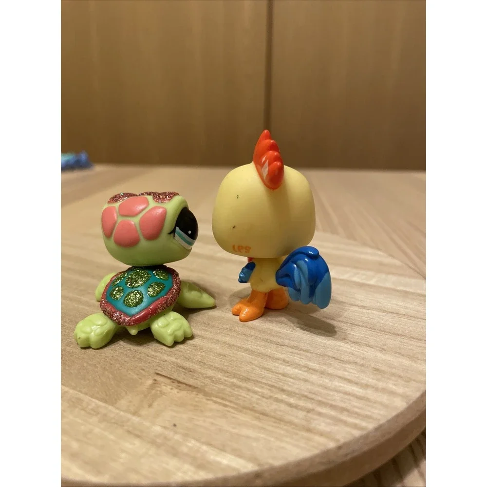 Littlest Pet Shop LPS Lot of 2 Rooster #2358 Sea Turtle #2149 Hasbro Figures